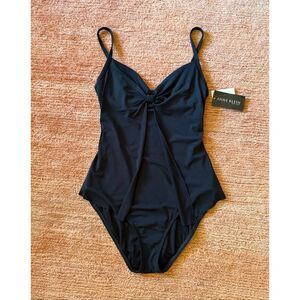 Anne Klein Women’s One Piece Swimsuit Black Size 10 NWT